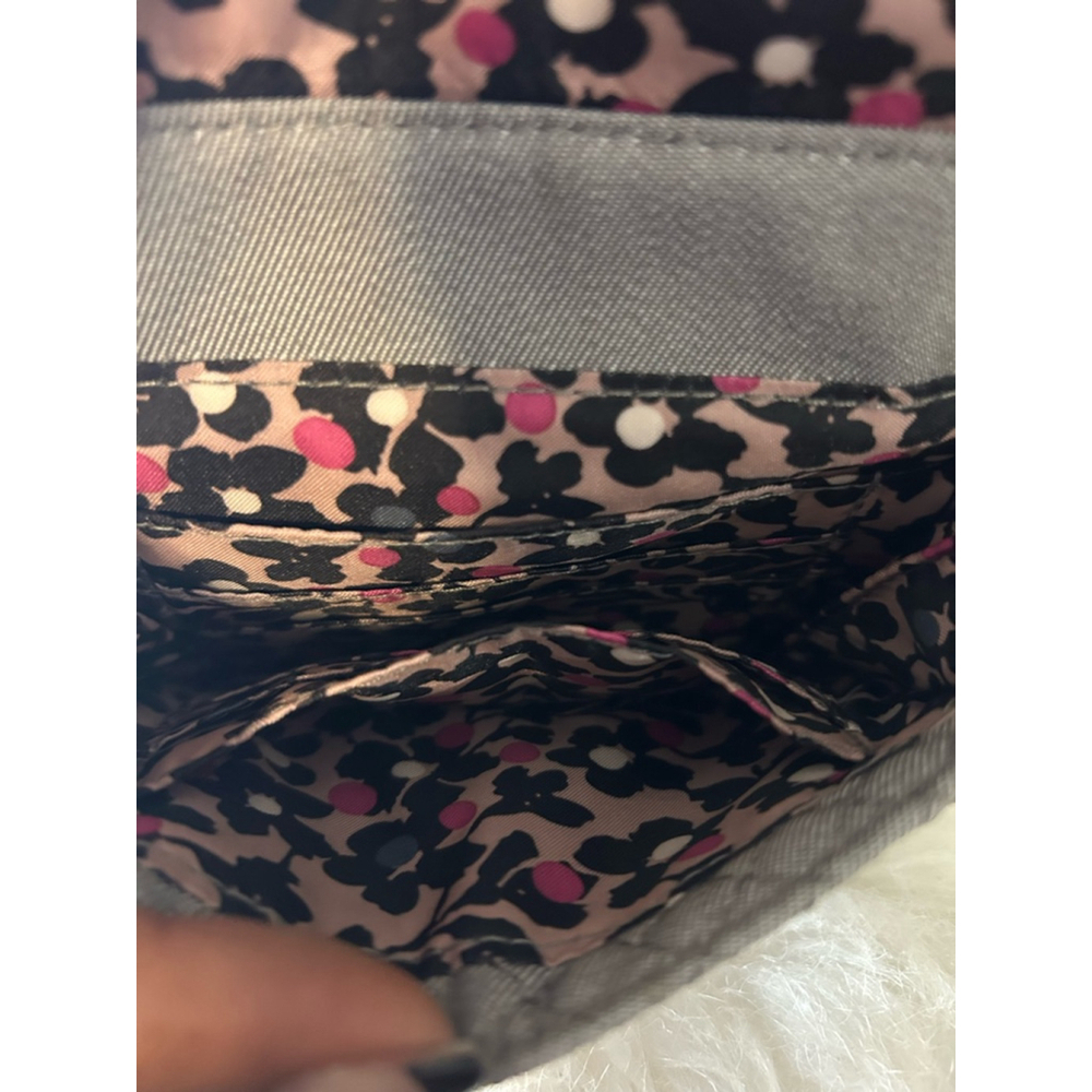Vera Bradley Gray Quilted Messenger Crossbody Bag Purse - Picture 7 of 10